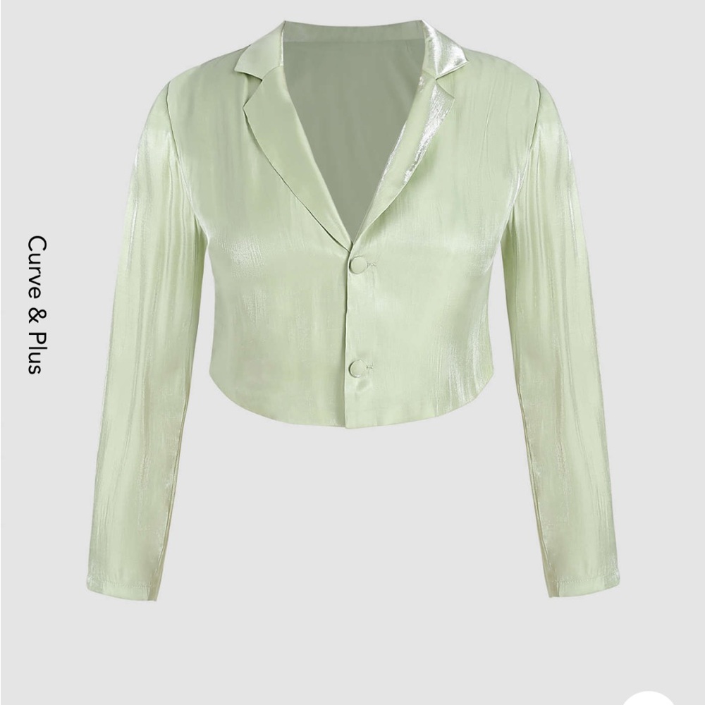 BRAND NEW! 1x Cider crop top button down shirt, iridescent light green.